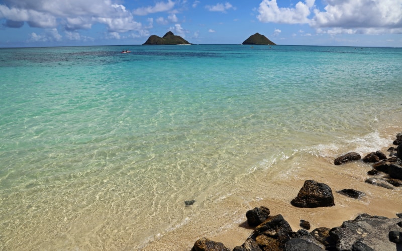 Mokulua Islands at lanakai beach oahu