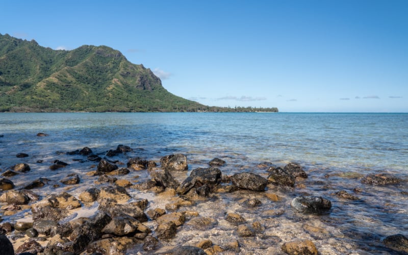 View over kahana bay from Kahana State park oahu