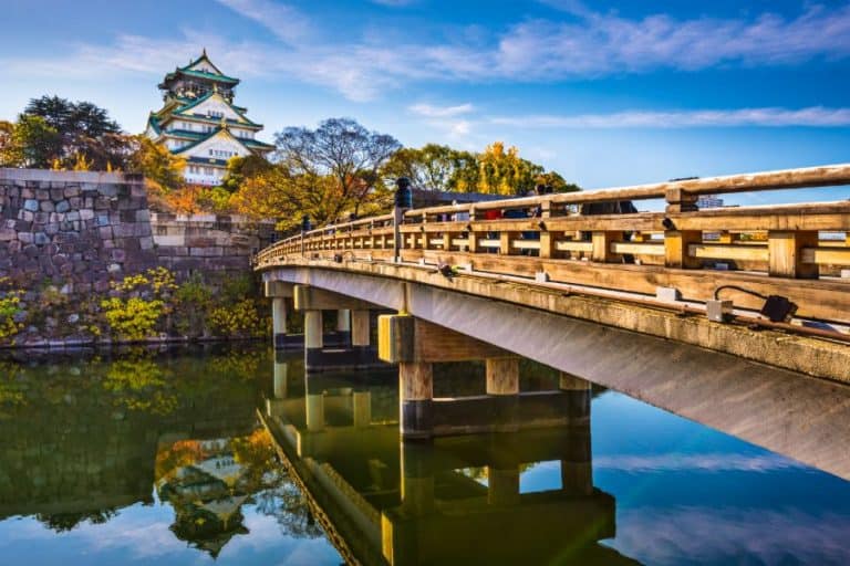 Osaka Castle view from bridge