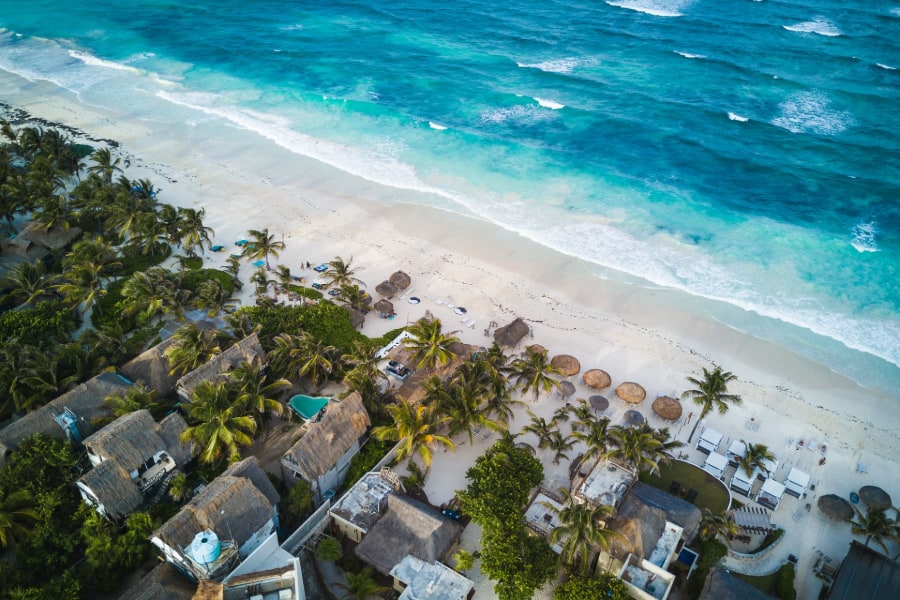 aerial view of tulum in mexico sp