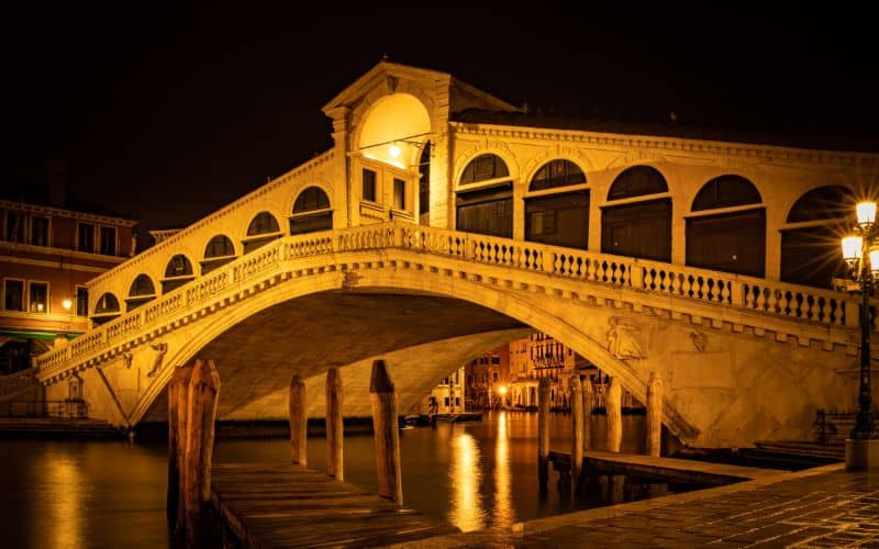 Rialto Bridge Night Venice Italy