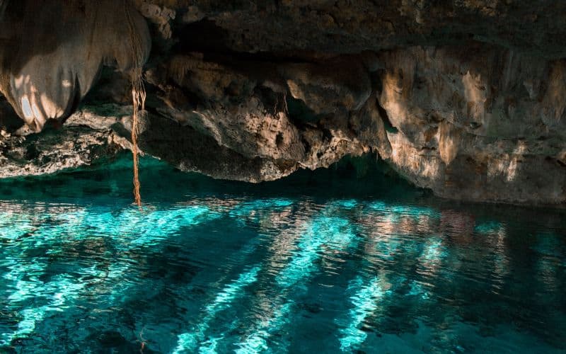 Beautiful Cenote with crystal blue water