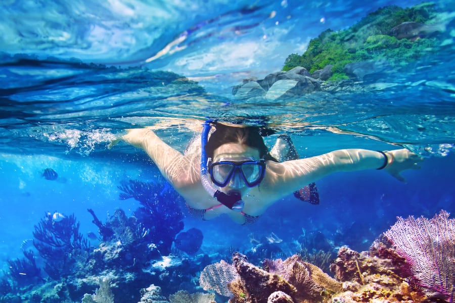 woman Snorkeling in the tropical water
