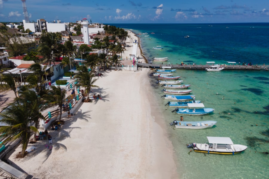 Aerial view of Puerto Morelos Quintana Roo mexico