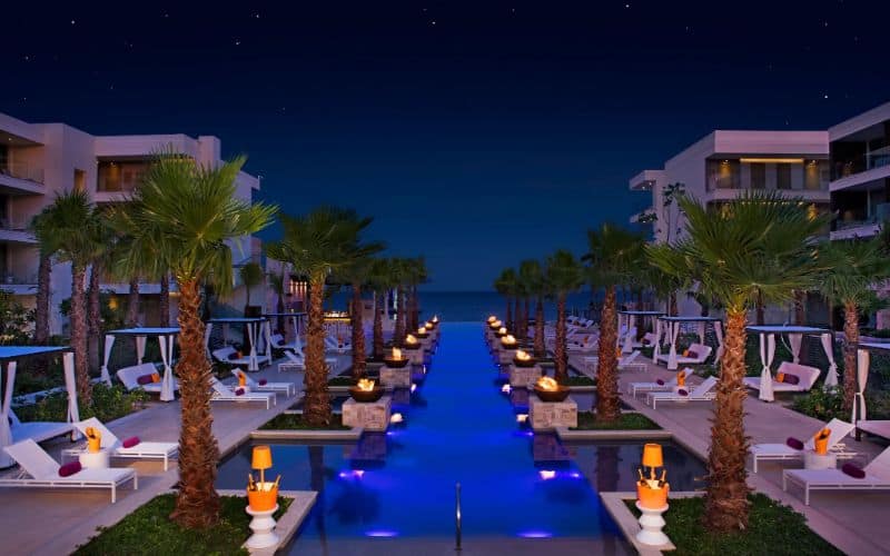 Breathless Riviera Cancun Resort Pool at night