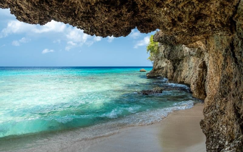 Cave Beach Ocean Curacao