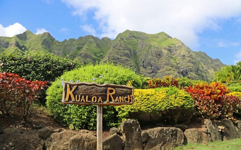 Kualoa Ranch entrance sign hawaii