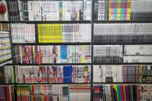 rows of colorful manga anime books sp