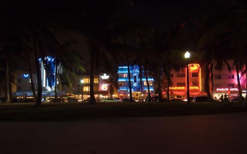 Art Deco District at night