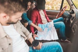 group of adults going on road trip