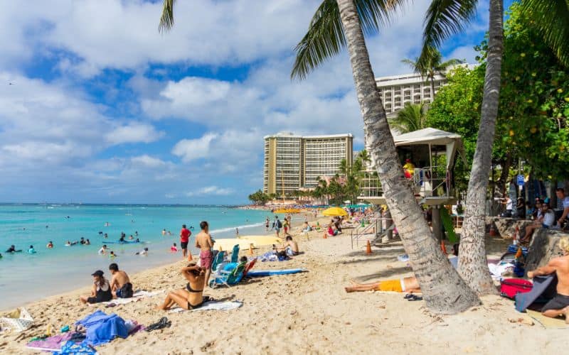 people at waikiki beach oahu sp