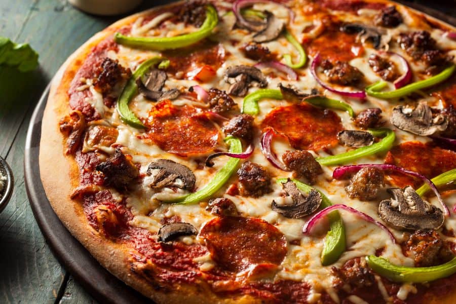 supreme pizza with lots of toppings