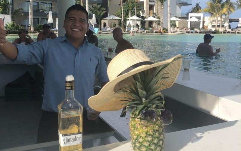 Bartender at all-inclusive resort in Mexico