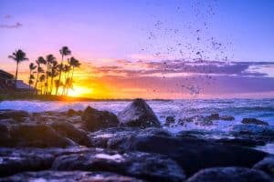 Sunrise over the coast of Kauai Hawaii