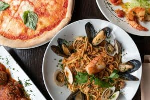 shellfish pasta pizza and italian food sp