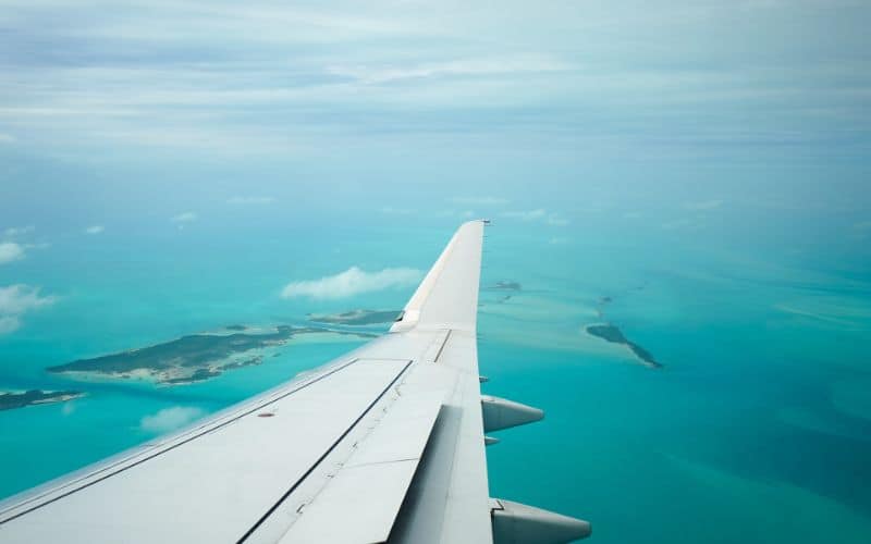 View of The Bahamas from airplane