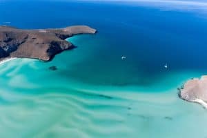 Aerial view of Balandra beach Baja California Sur