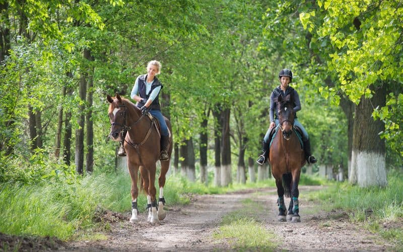 two Girls enjoying horseback riding