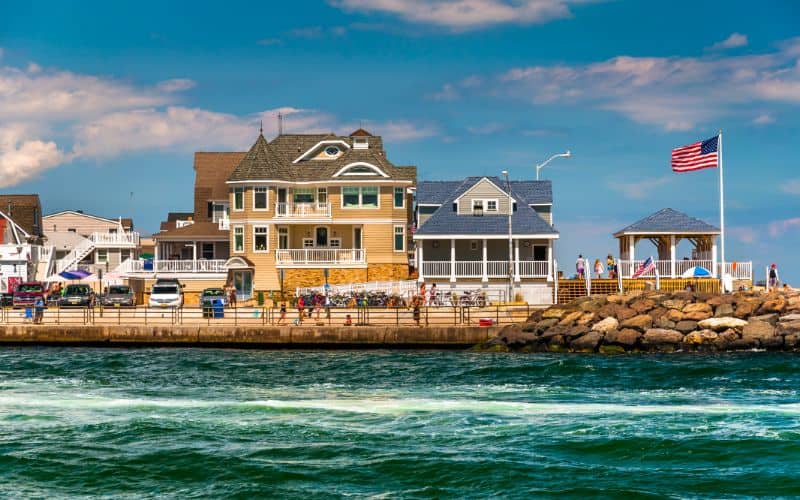 Beach houses along the inlet in Point Pleasant Beach New Jersey