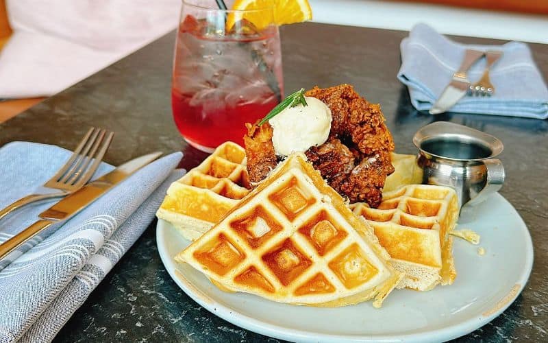 Chicken and waffles at Knoxville Farmacy