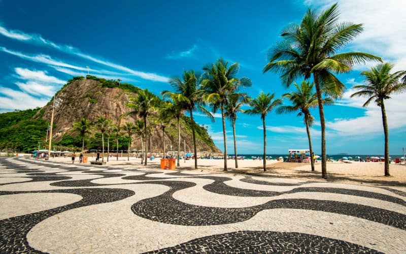 Copacabana Sidewalk Mosaic and Palm Trees in Rio de Janeiro