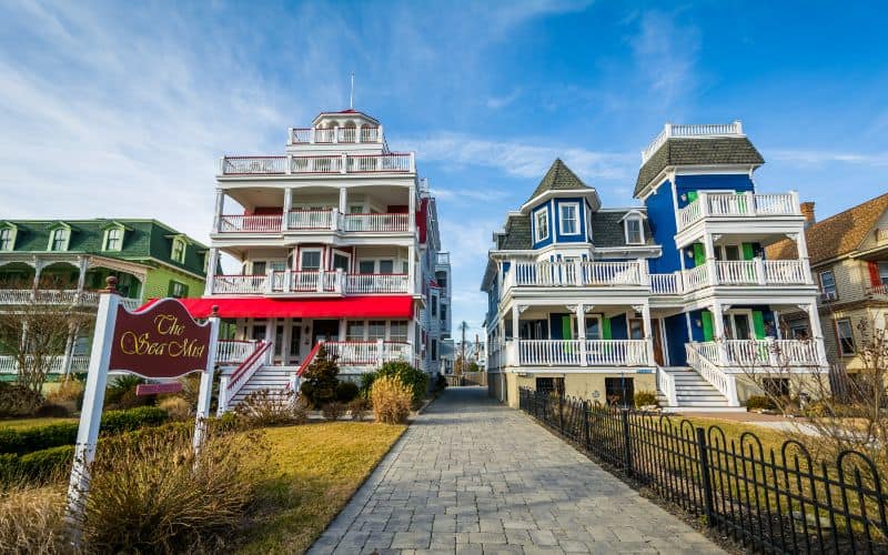 Houses along Beach Avenue in Cape May New Jersey