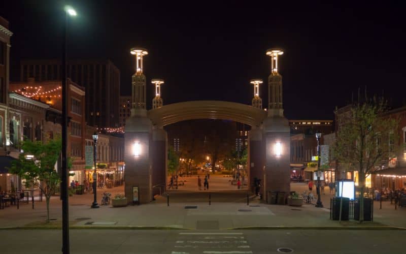 Market Square Knoxville Tennessee at night