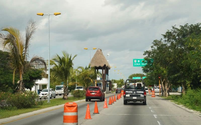 Mexican Federal Police check point just south of Cancun MX