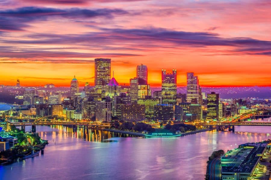 Pittsburgh Pennsylvania USA Sunset Skyline