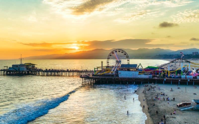 Santa Monica beach sunset California