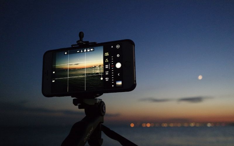 Smartphone Camera taking photo at dusk