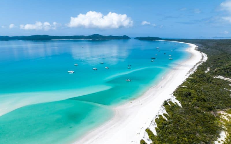 famous Whitehaven Beach part of the Whitsunday Islands National Park near the Great Barrier Reef Queensland Australia