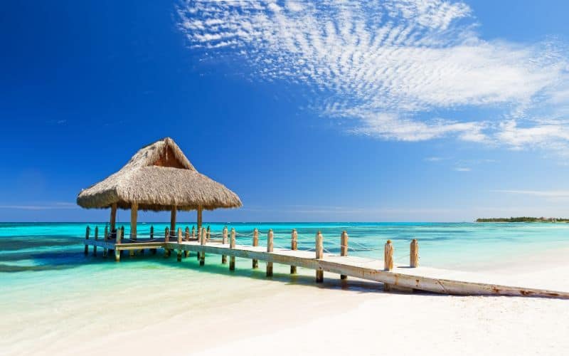 Beautiful tropical white sandy beach Punta Cana Dominican Republic