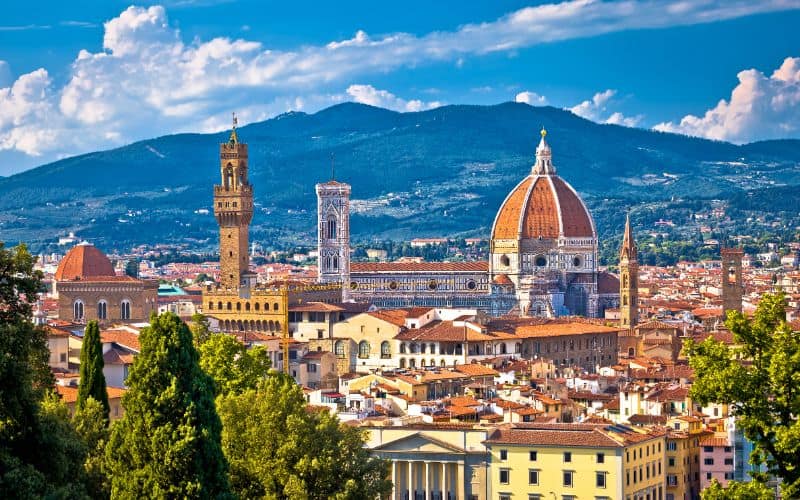 Florence rooftops and cathedral di Santa Maria del Fiore or Duomo