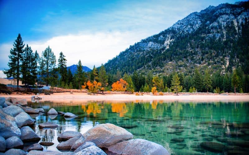 Lake Tahoe in the fall Sierra Nevada California USA