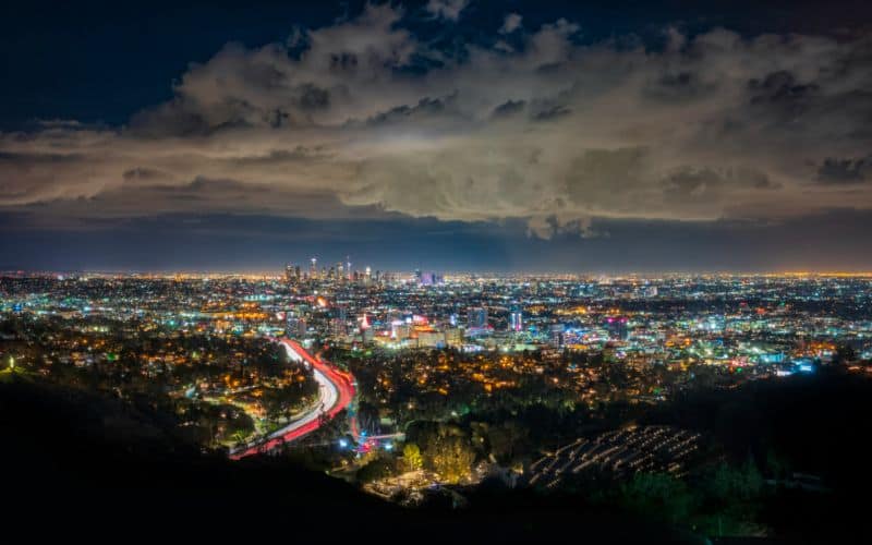 Los Angeles California USA from Mulholland Drive at night