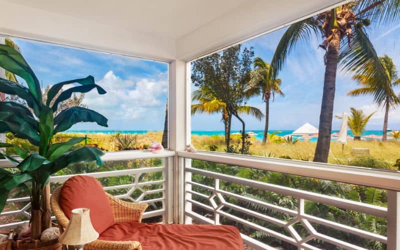 Porch overlooking the dunes and Grace Bay Beach Turks and Caicos