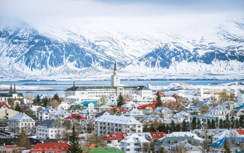 Reykjavik the capital city of iceland in winter view