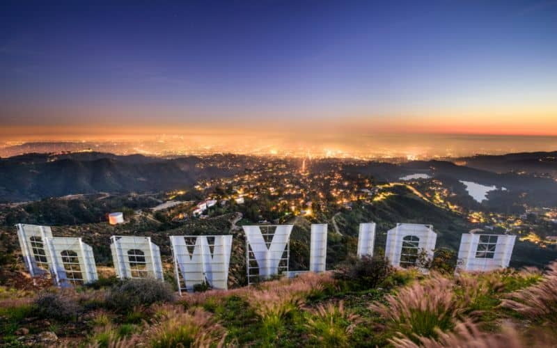The Hollywood sign overlooking Los Angeles