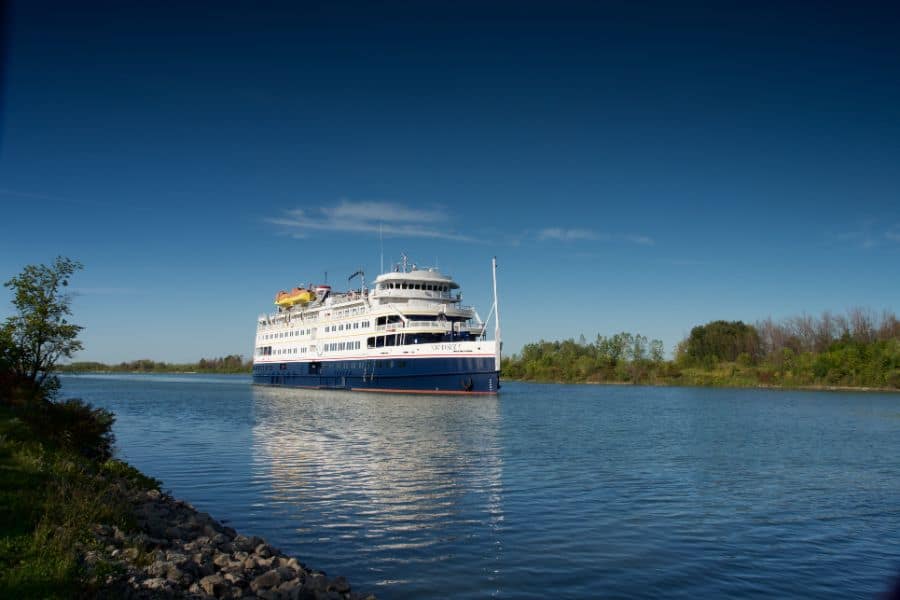 Victory Cruise Lines Victory 1 navigating the Welland Canal