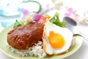 delicious plate of Loco Moco and rice