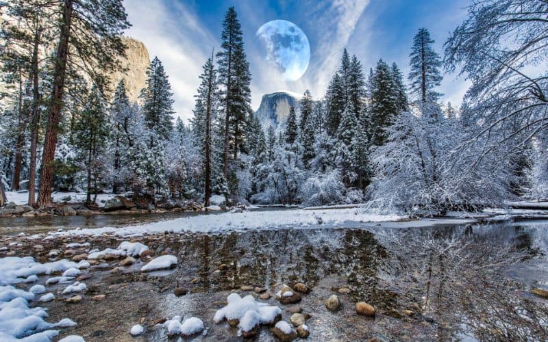 A calm winter day in Yosemite National Park California USA