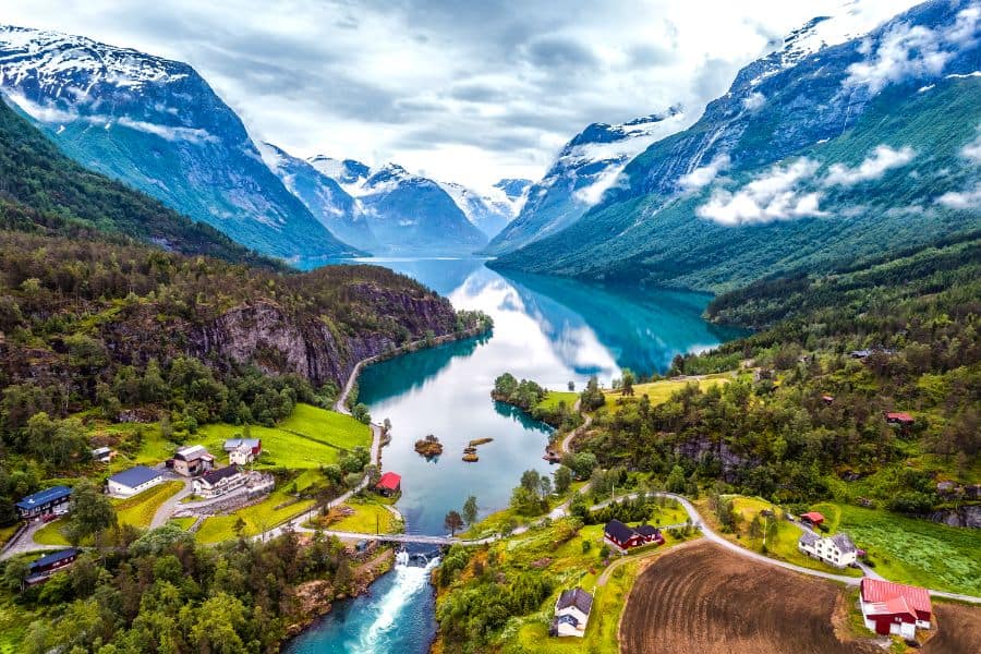 Beautiful Nature Norway aerial view