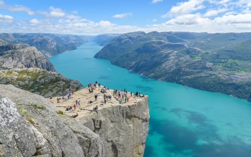 Famous cliff Pulpit Rock Preikestolen in Norway