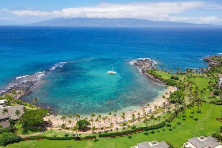Aerial view of Kapalua coast in Maui Hawaii