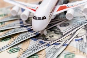 Airplane on usd dollar bills