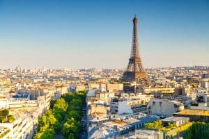 Cityscape of paris close to sunset