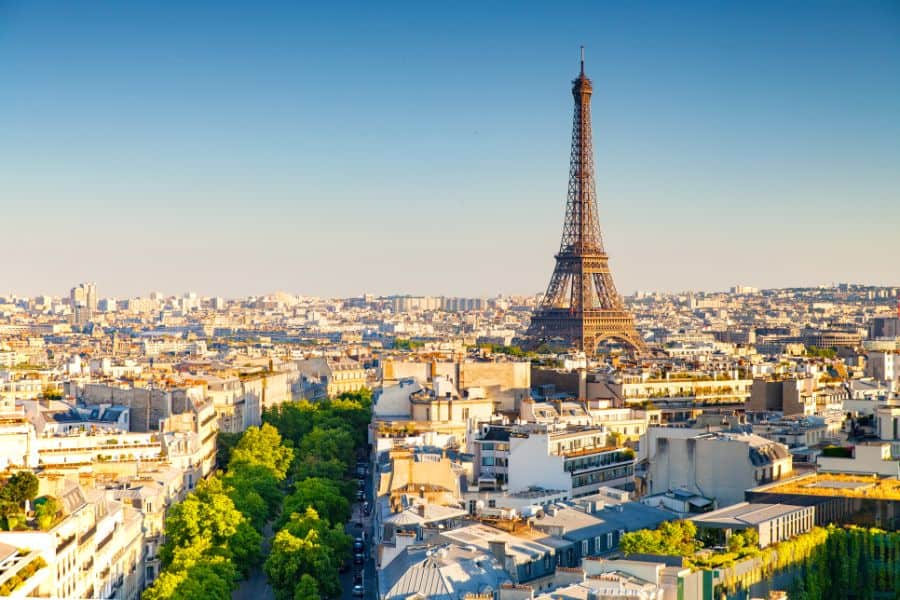 Cityscape of paris close to sunset