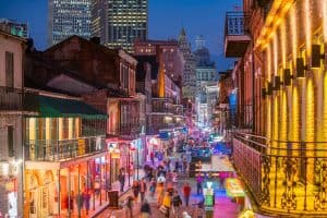 Pubs and bars with neon lights in the French Quarter new orleans