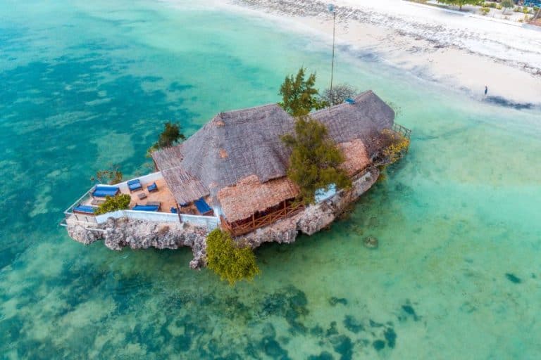 Rock Restaurant over the sea in Zanzibar Tanzania africa
